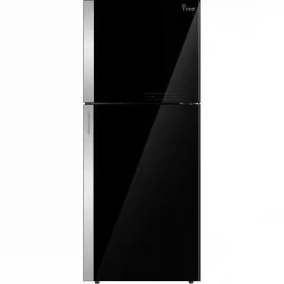 Unionair Top Mount Refrigerator, Two door No frost, 545Lit, Black Glass with Silver