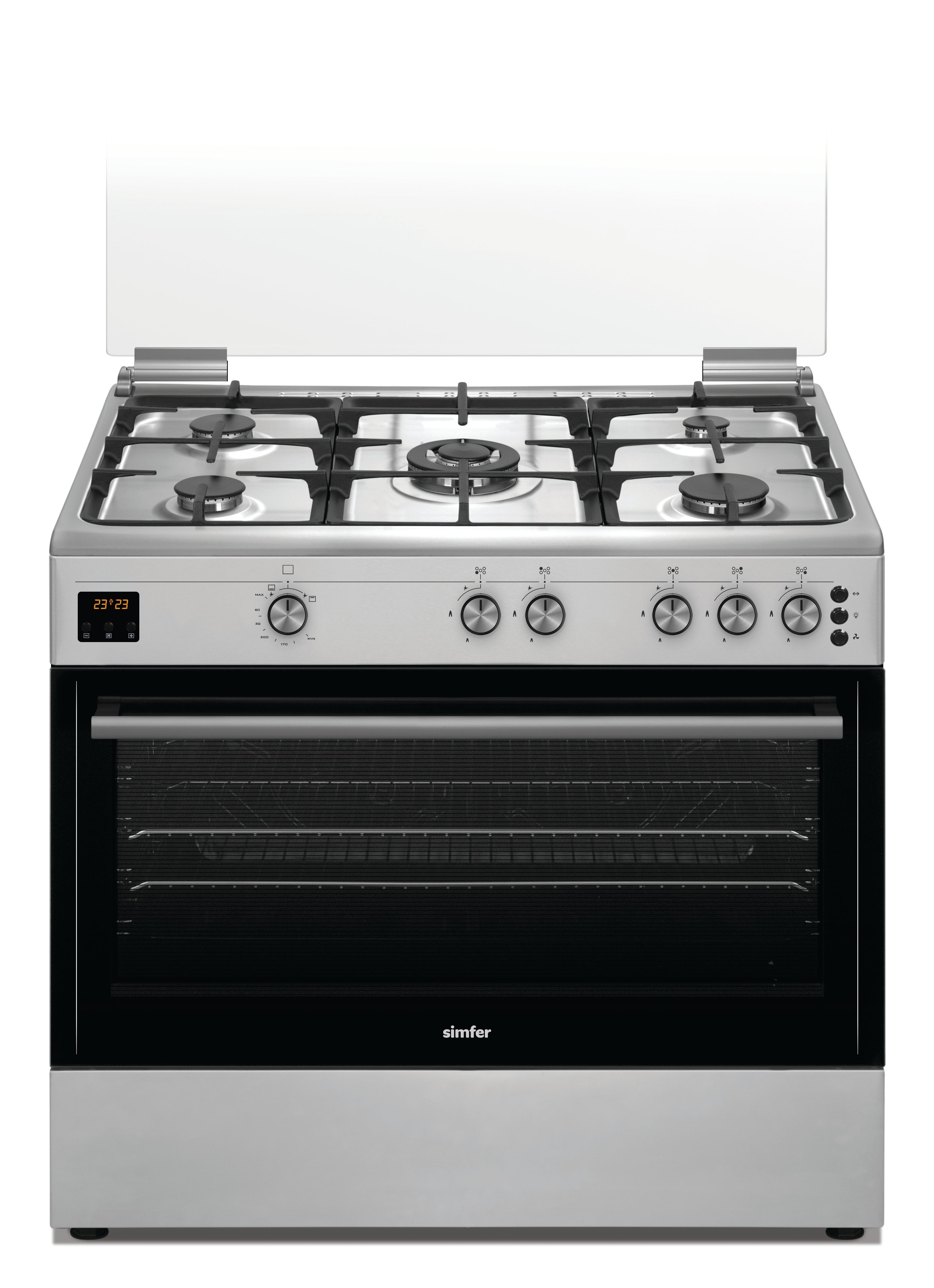 Simfer Gas Cookers 90 Cm Full Option /Steel/ Full Safety / Fan