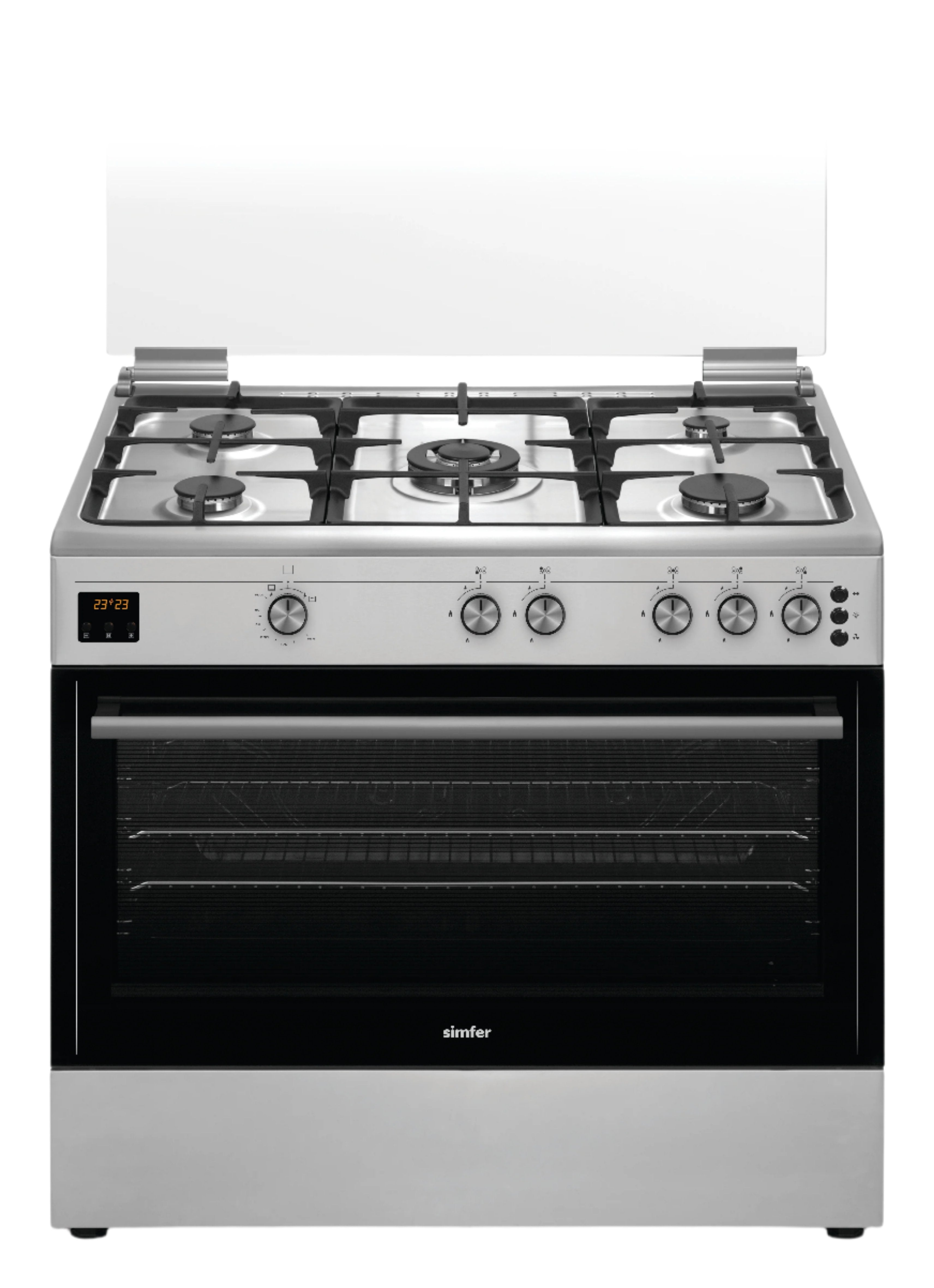 Simfer Gas Cookers 90 cm full option, Steel, Full Safety, fan