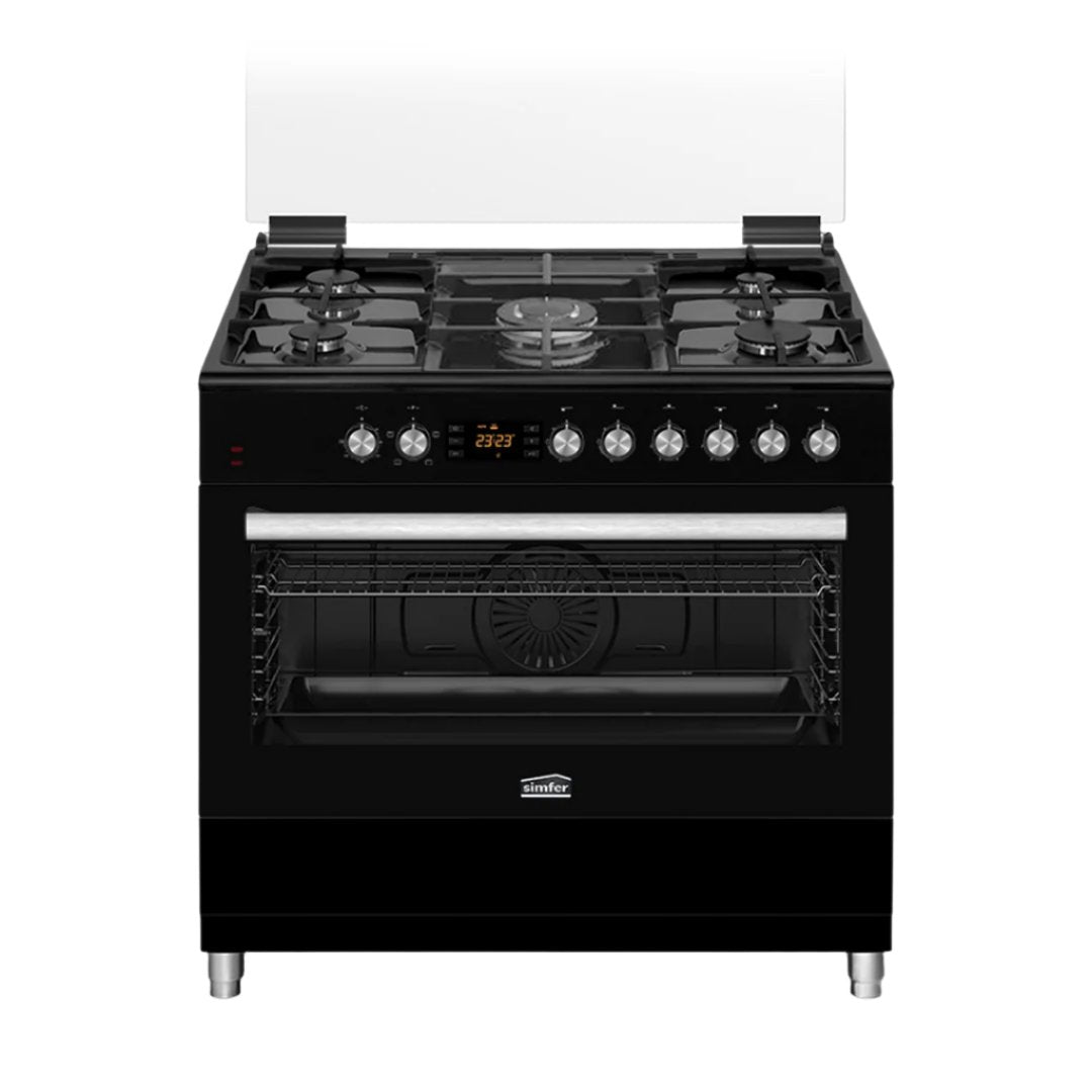 Simfer Gas Cookers 90 cm full option, Black, Full Safety, fan