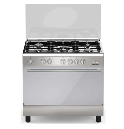 Master Gas Cookers, 5 Burners, 90x60Cm, 3Fan, Cast Iron, Stainless Steel