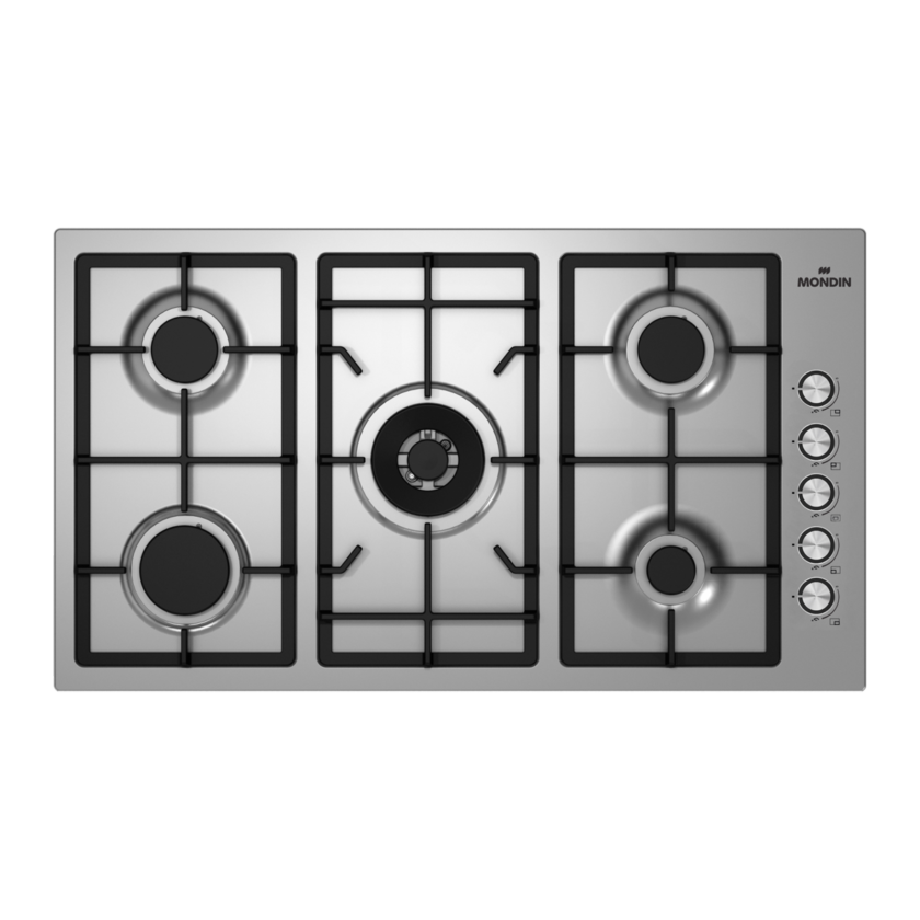 Mondin Gas Built in Hob, Cast Iron with Safety, 90Cm, Stainless Steel Mondin Gas Built in Hob, Cast Iron with Safety, 90Cm, Stainless Steel