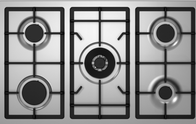 Mondin Gas Built in Hob, Cast Iron with Safety, 90Cm, Stainless Steel Mondin Gas Built in Hob, Cast Iron with Safety, 90Cm, Stainless Steel