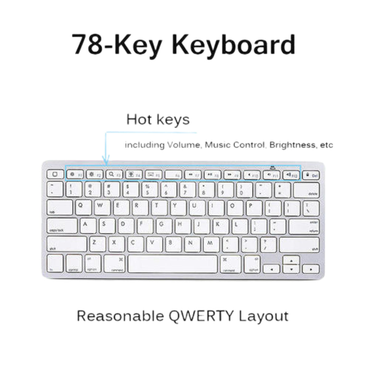 GBT BK3001 Wireless Bluetooth Keyboard — 78-Key Ultrathin Waterproof Keyboard for iPad & iPhone