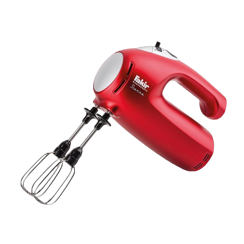 Fakir Hand Mixer Rouge 425W4 Speed+Turbo2 Stainless Steel Whisk Attachments2 Stain