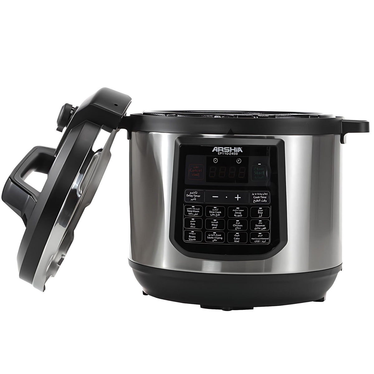 Arshia Digital Pressure Cooker, 8Lit, 1200Watts, Black & Steel Arshia Digital Pressure Cooker, 8Lit, 1200Watts, Black & Steel