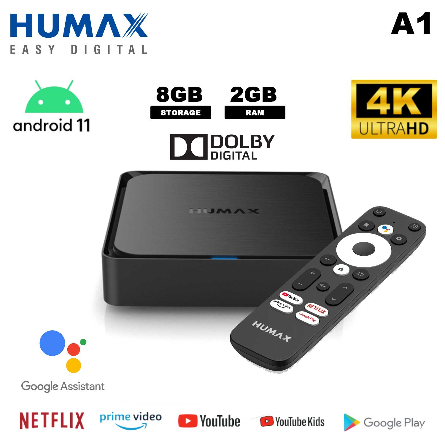 Android Box 4K Ultra HD, Android 11, Quad Core 2, 8GB + 2GB Ram, Google