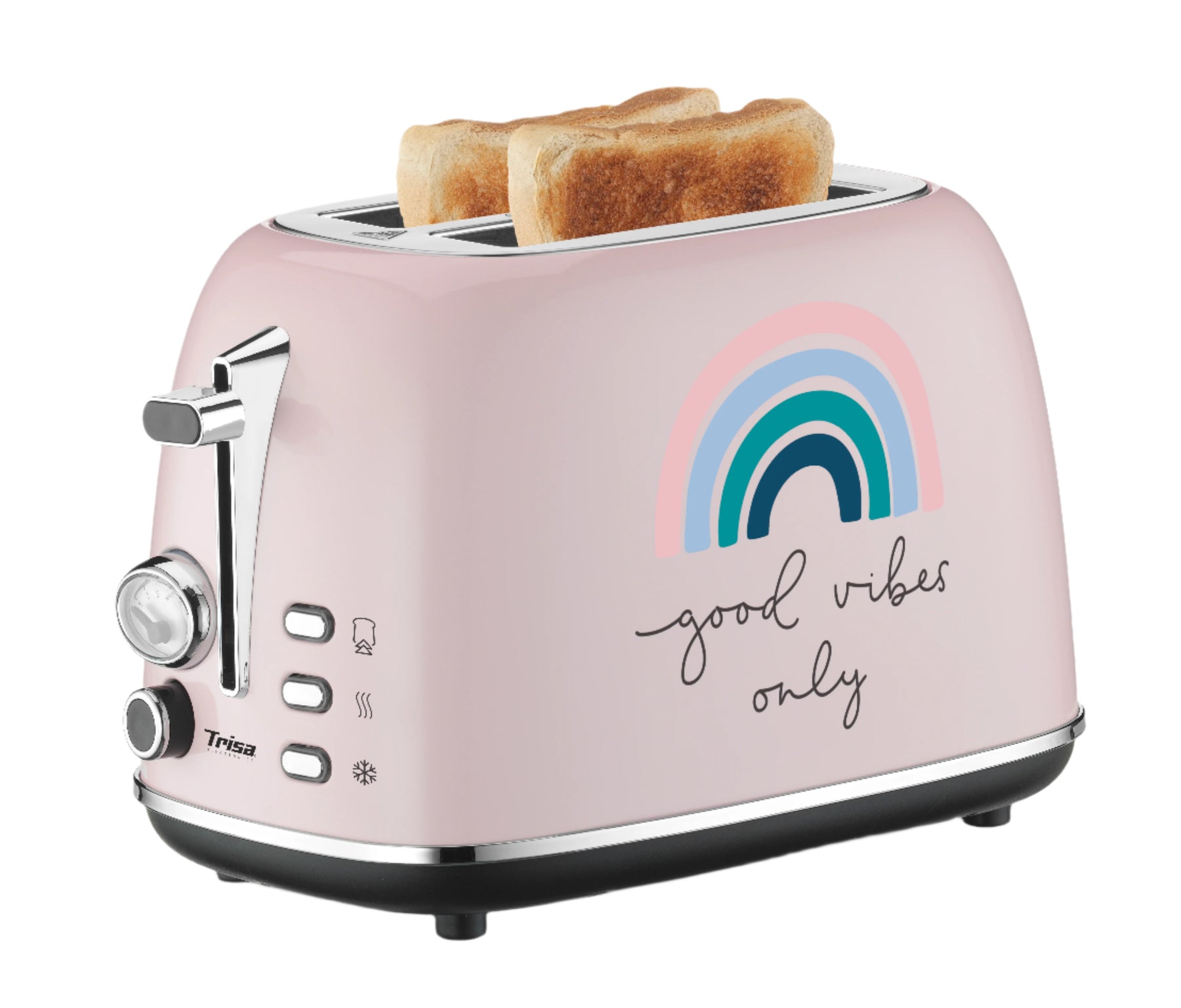 Trisa Toaster Good Vibes, 2Silces, 815Watts, Pink Trisa Toaster Good Vibes, 2Silces, 815Watts, Pink
