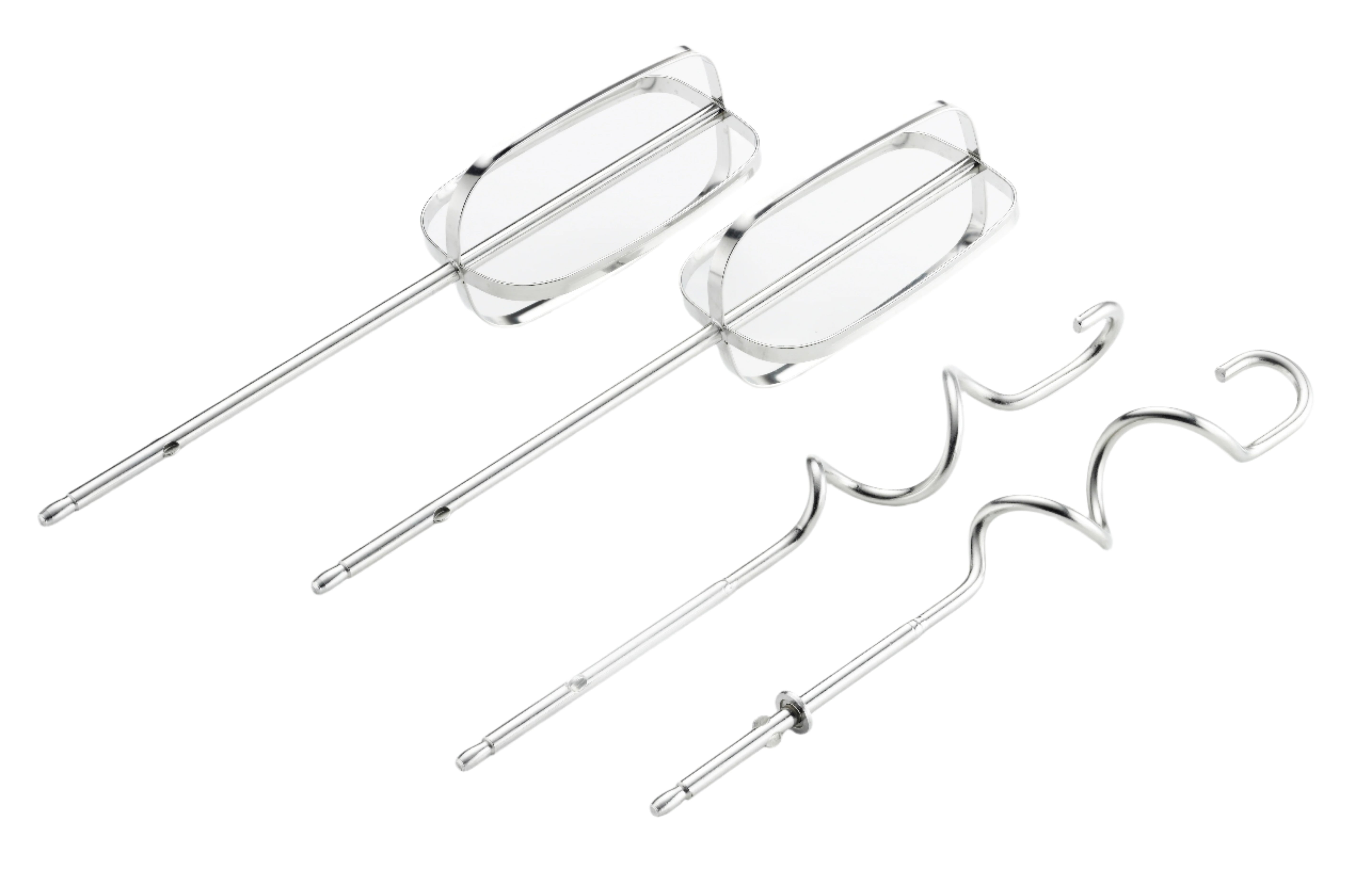 Set of metal kitchen tools on a white background