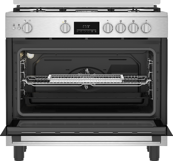Beko Gas Cooker Oven, 90Cm, 5Burners, Stainless Steel