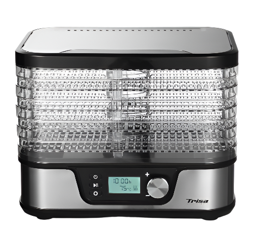 Trisa food dehydrator with digital display on a white background