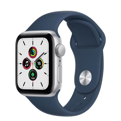 A/Apple Apple Watch SE GPS, 40mm Silver Aluminium Case with Abyss Blue Sport Band - Regular