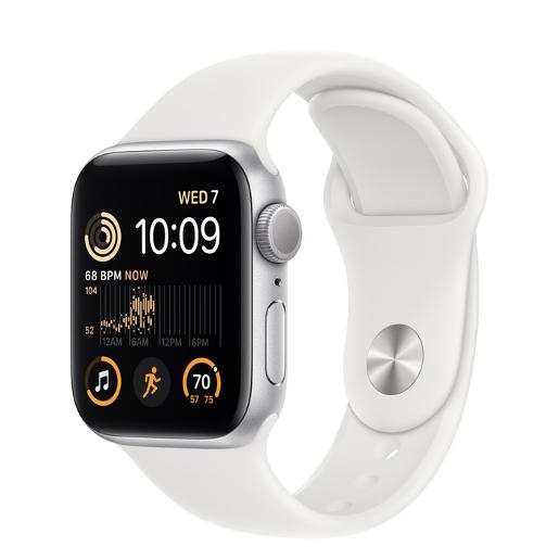 A/Apple Watch SE GPS 40mm Silver Aluminium Case with White Sport Band - Regular