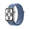 A /Apple Watch SE GPS 44mm Silver Aluminium Case with Winter Blue Sport Loop