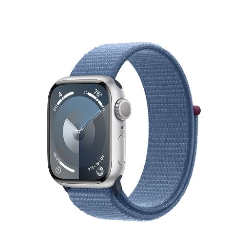 A /Apple Watch Series 9 GPS 41mm Silver Aluminium Case with Winter Blue Sport Loop
