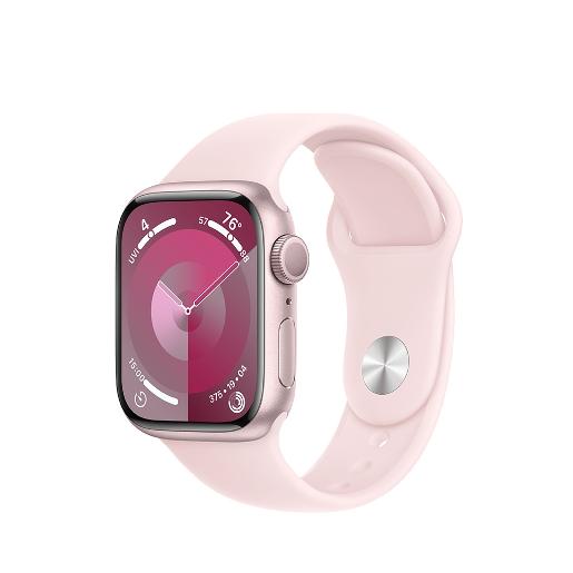 A /Apple Watch Series 9 GPS 41mm Pink Aluminium Case with Light Pink Sport Band - S/M