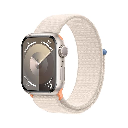 A /Apple Watch Series 9 GPS 45mm Starlight Aluminium Case with Starlight Sport Loop