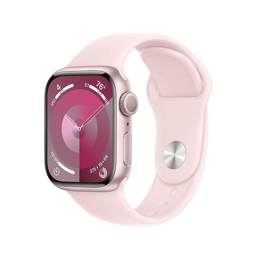 A /Apple Watch Series 9 GPS 45mm Pink Aluminium Case with Light Pink Sport Band - S/M
