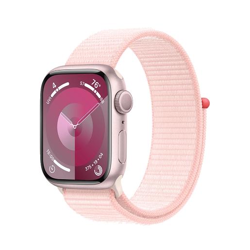 A /Apple Watch Series 9 GPS 45mm Pink Aluminium Case with Light Pink Sport Loop