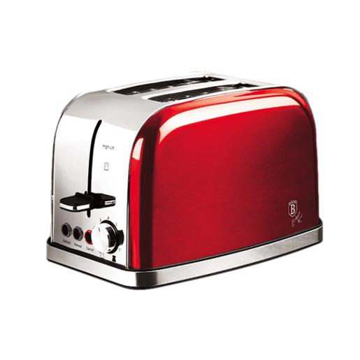 BerlingerHaus Toaster 2 slice,7 toasting Levels,Red,Power 850W ,functions :Reheat/Defrost/