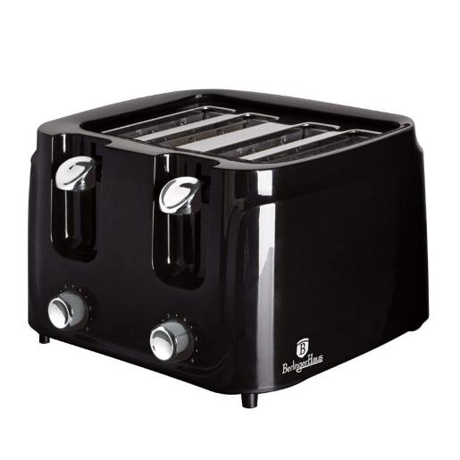 BerlingerHaus Toaster 4 slice,7 toasting Levels,Black Silver,Power 1400W ,functions :Rehea