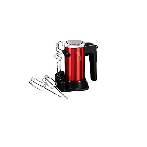 BerlingerHaus Hand mixer 300W,6speed,Beaters,Hooks ,With stand,Red.