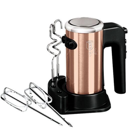 BerlingerHaus Hand mixer 300W,6speed,Beaters,Hooks ,With stand,Rose Gold .