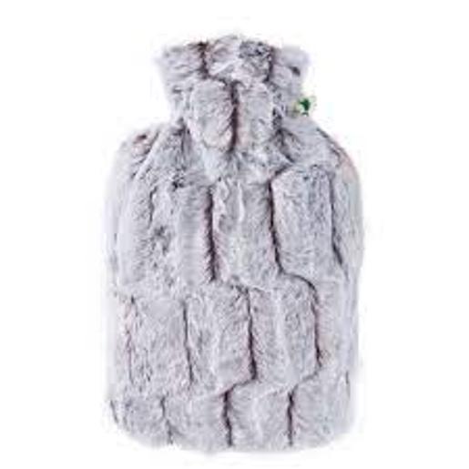 HUGO FROSCH HOT WATER BOTTLE CLASSIC FAUX FUR COVER 1.8LTR BROWN/SILVER 0586