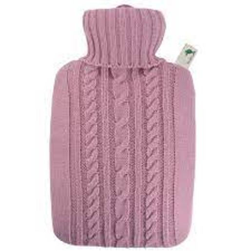 HUGO FROSCH HOT WATER BOTTLE CLASSIC KNITTED COVER 1.8LTR PASTEL PINK 0562