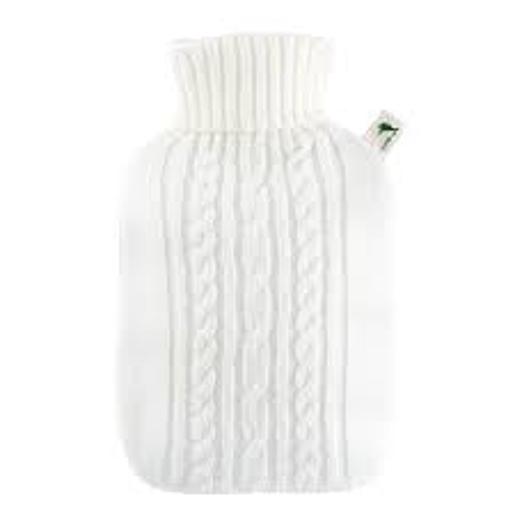 HUGO FROSCH HOT WATER BOTTLE CLASSIC KNITTED COVER 1.8LTR WHITE 0404