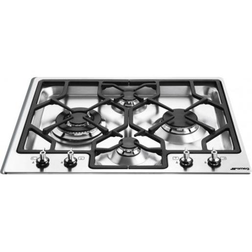 Smeg Built-in Hob  | Type Of Product: Hob | Size or Capacity: 60cm | 4 Gas Burners | Ultra-low profile type | Cast Iron Grids | 4 Control knobs |  | Gas Hob 60cm | 4 burners| stainless steel | Cast Iron  | Warranty: 1 | Color: Stainless Steel