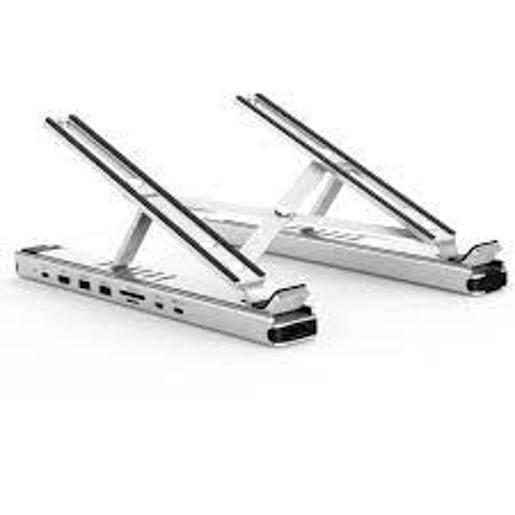Choetech 7in1 adapter with foldable laptop Stand,silver