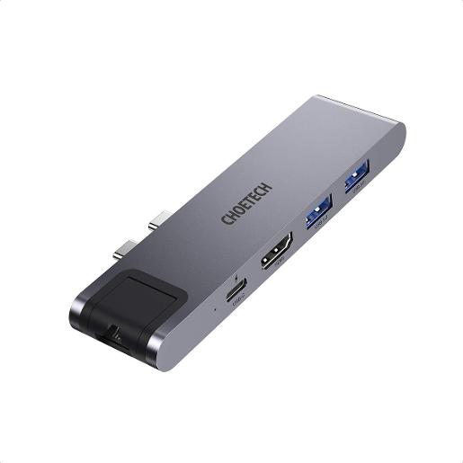 Choetech 7-in-1 USB-C Multiport Adapter Silver