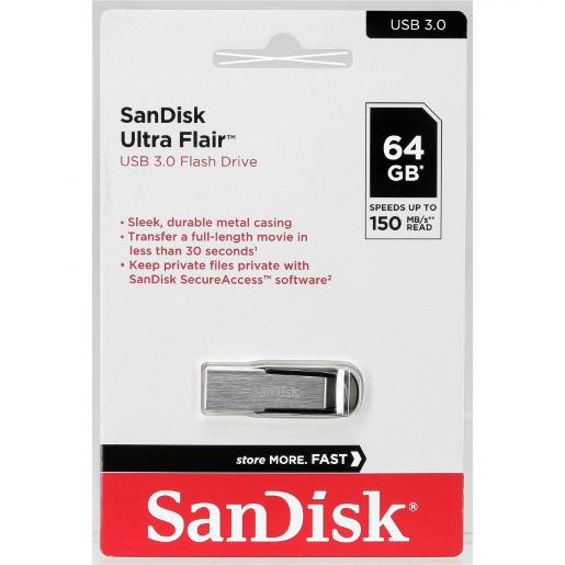 SANDISK ULTRA FLAIR USB 3.0 64GB 150MBS (SDCZ73-064G-G46 |Type : USB  | Capacity: 64