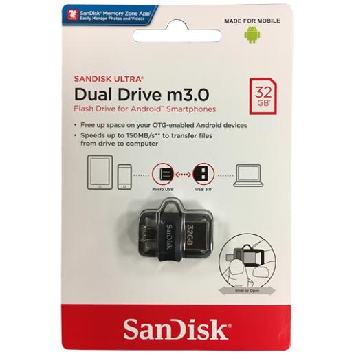SANDISK DUALDRIVE M3.0 32GB(SDD3-032G-G46GW) |Type : USB | Capacity: 32G | Warranty: