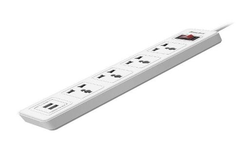 HUNTKEY Power Strip 4 Socket & 2 USB Ports 2.4A