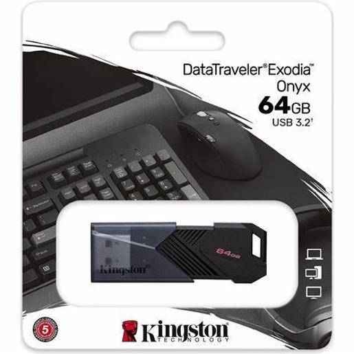 64GB/Kingston 64GB Portable USB 3.2 Gen 1 DataTraveler Exodia Onyx  Black
