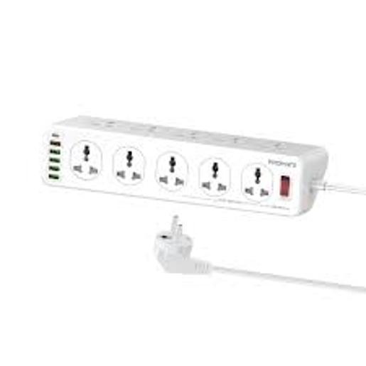 Promate PowerMatrix-5M EU Power Strip with USB 16-in-1 PowerUniversal 10 AC Outlets,