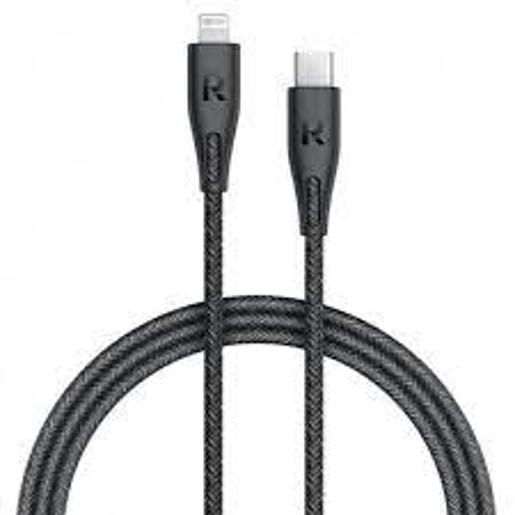 RAVPower RP-CB1017 Type-C to Lightning Cable 1.2m Nylon Color Braid Cable (Black)
