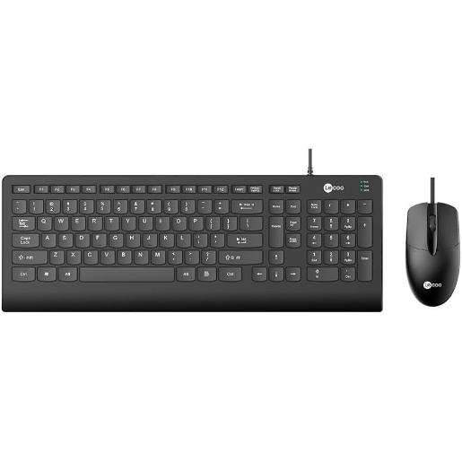 LECOO WIRED KEYBOARD  MOUSE WIRED KEYBOARD &MOUSE1200DPI MOUSE SIMPILE DESIGN  BLACK