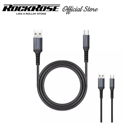 ROCKROSE 24A 1M USBC Cable Black /Gun metal
