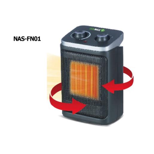 TEKMAZ Ceramic Fan Heater Nas-fn01 Safety Tip 1500w Black