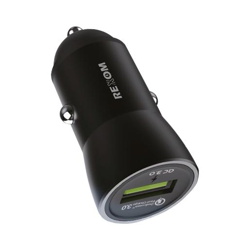 REXOM QC 3.0 USB Car Charger/ Micro Cable, black, 18W of fast in-car charging supports the