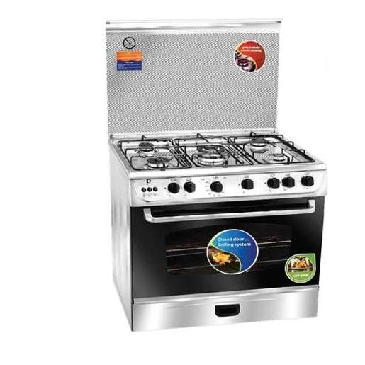 SPTECH COOKER GAS steel Gas oven 5 burners stainless steel 90cm wide rack  glass fro