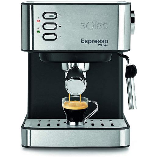Solac Eesspresso machine silver 850 watt 20 bar / self automation coffe  / 1.6L / Adjusta