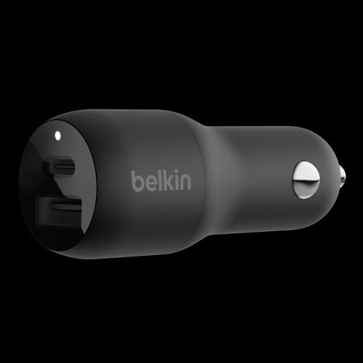 Belkin 37W Dual USB PD Car Charger, 25W USB-C & 12W USB-A Black - 745883829361