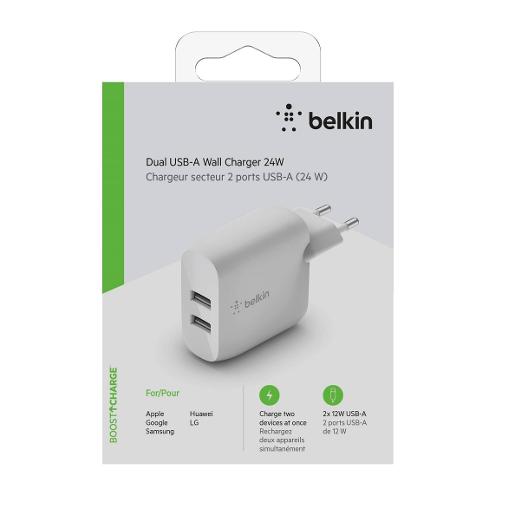 Belkin BOOST CHARGE™ Dual USB-A Wall Charger 24W| White