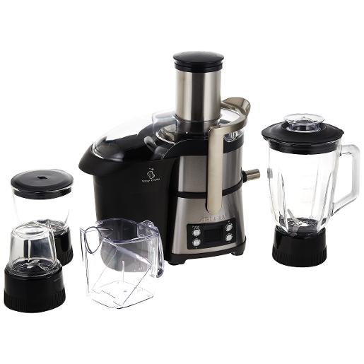 2500/ARSHIA Juicer Extractor | capacity (Ltr): 2Add. Info.: 800watt/4 Speed/xxl Feeding Tube/integrates Fruits And Vegetable Blendig/coffee Grinder/lcd Screen / Glass Jar/glass Coffee Grinder/glass Chopper | Steel & Black