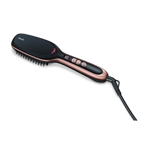 Beurer Hair straightener brush black, 120-200 watt, Ion technology and ceramic coating, fast
