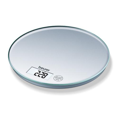 Beurer Kitchen Scale glass, An elegant round glass kitchen scale weighing up to 5 k